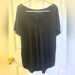 Black V-Neck Short Sleeve Top